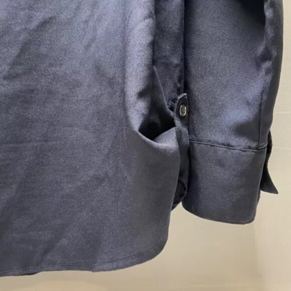 Calvin Klein Women's Large V-Neck Button Up Blouse Charcoal Grey Roll Tab Sleeve - Picture 4 of 13